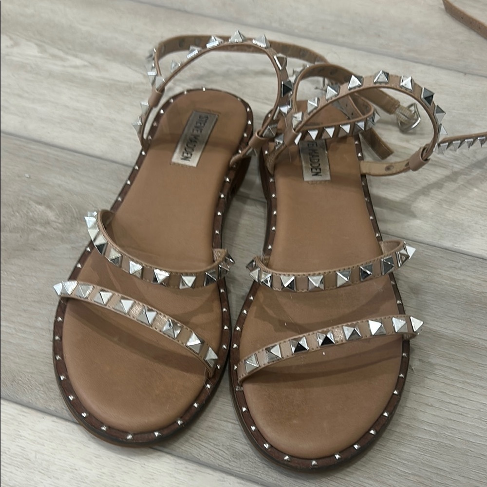 Steve Madden Tan Studded Sandals - Picture 3 of 5